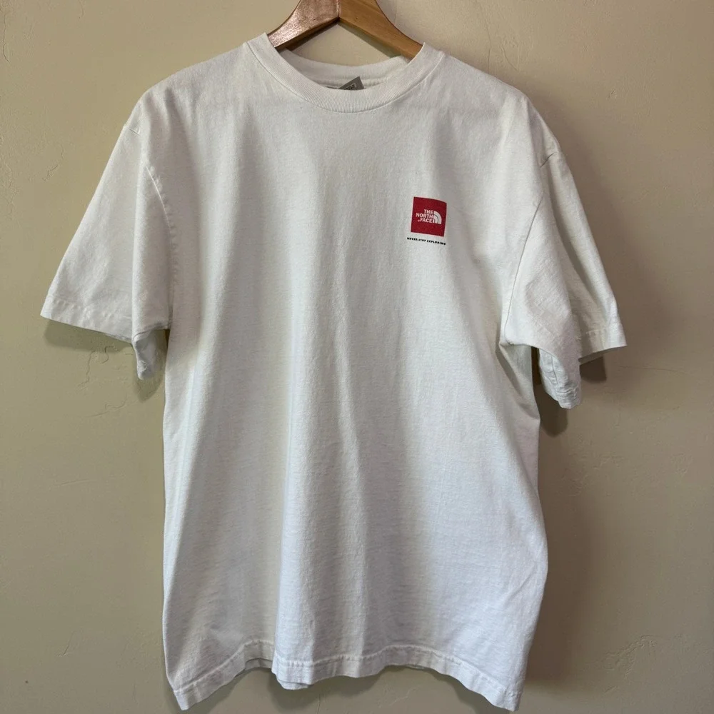 The North‎ Face T-Shirt Mens Large White Half Dome Logo Cotton Short Sleeve Tee